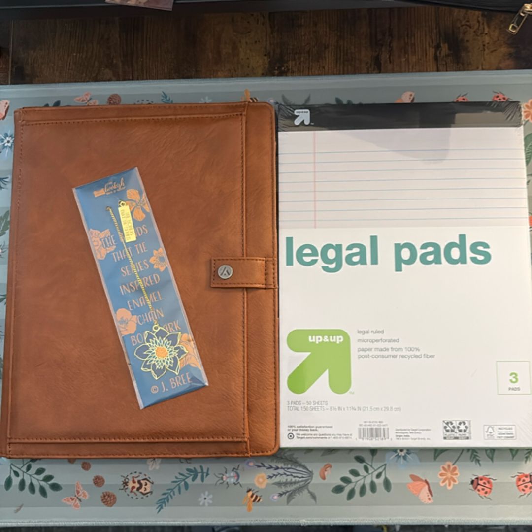 Padfolio with Notepad Letter Size Tan + Bookmark  + Legal Pads
