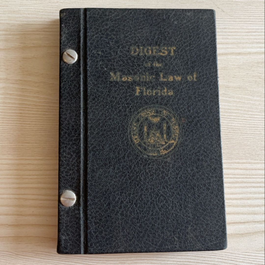 Digest of the Masonic Law of Florida, 2nd ed. 1947 Vintage Masonry