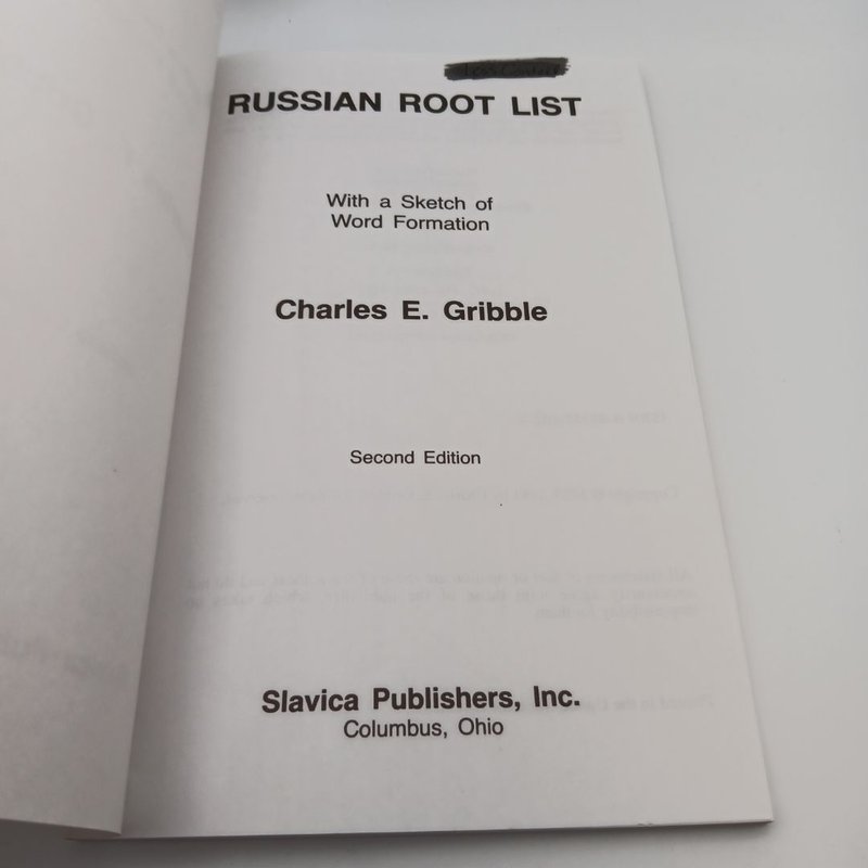 Russian Root List with a Sketch of Russian Word Formation by Charles E ...