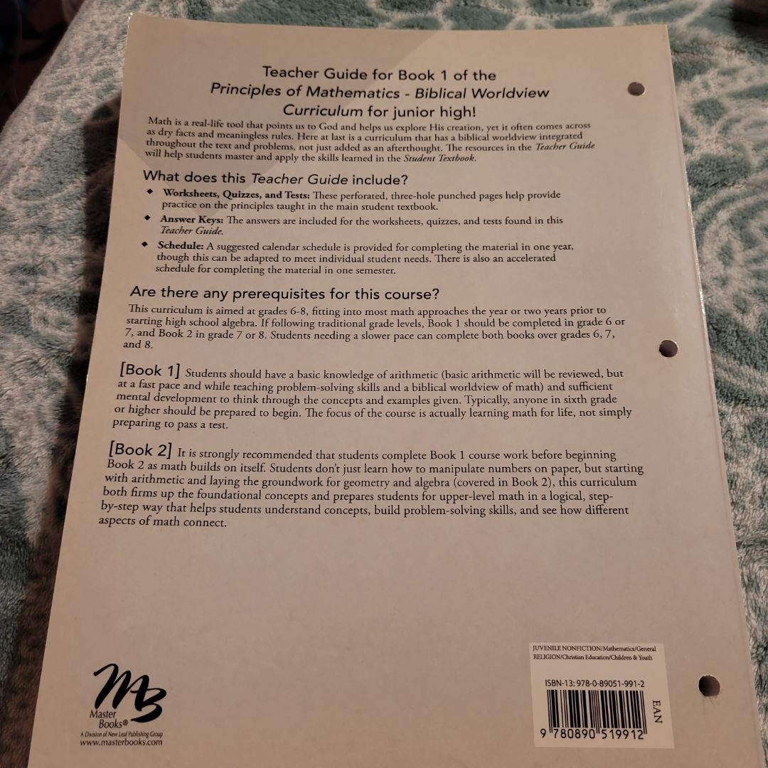 Principles of Mathematics Book 1 (Teacher Guide)