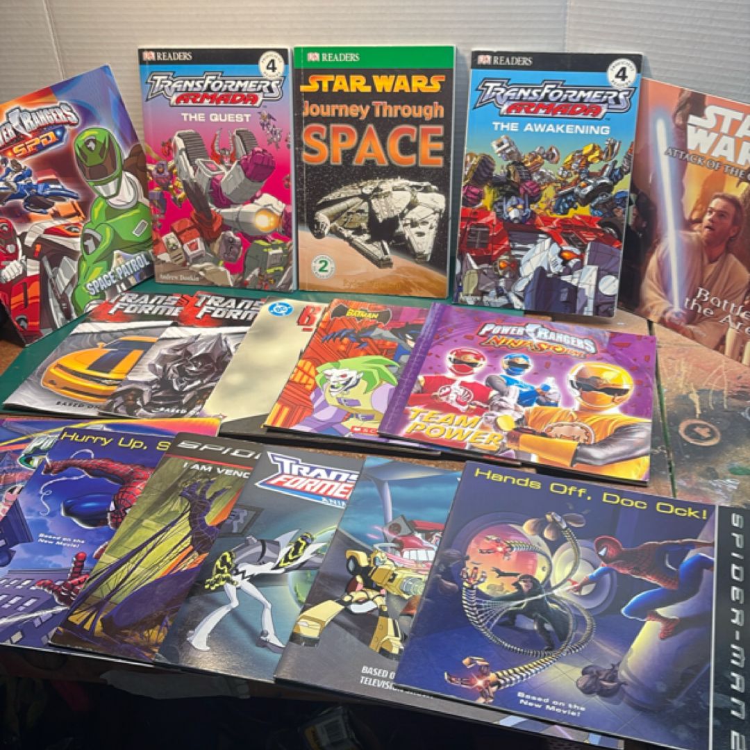 Batman tranformers star wars spiderman childrens picture books lot 