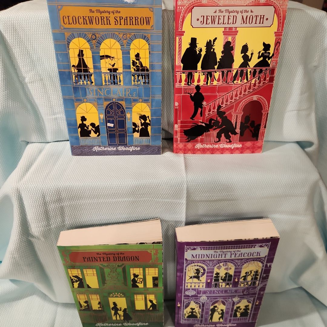 Set of Four Books: The Mystery of the Clockwork Sparrow, The Mystery of the Jeweled Moth, The Mystery of the Painted Dragon, and The Mystery of the Midnight Peacock