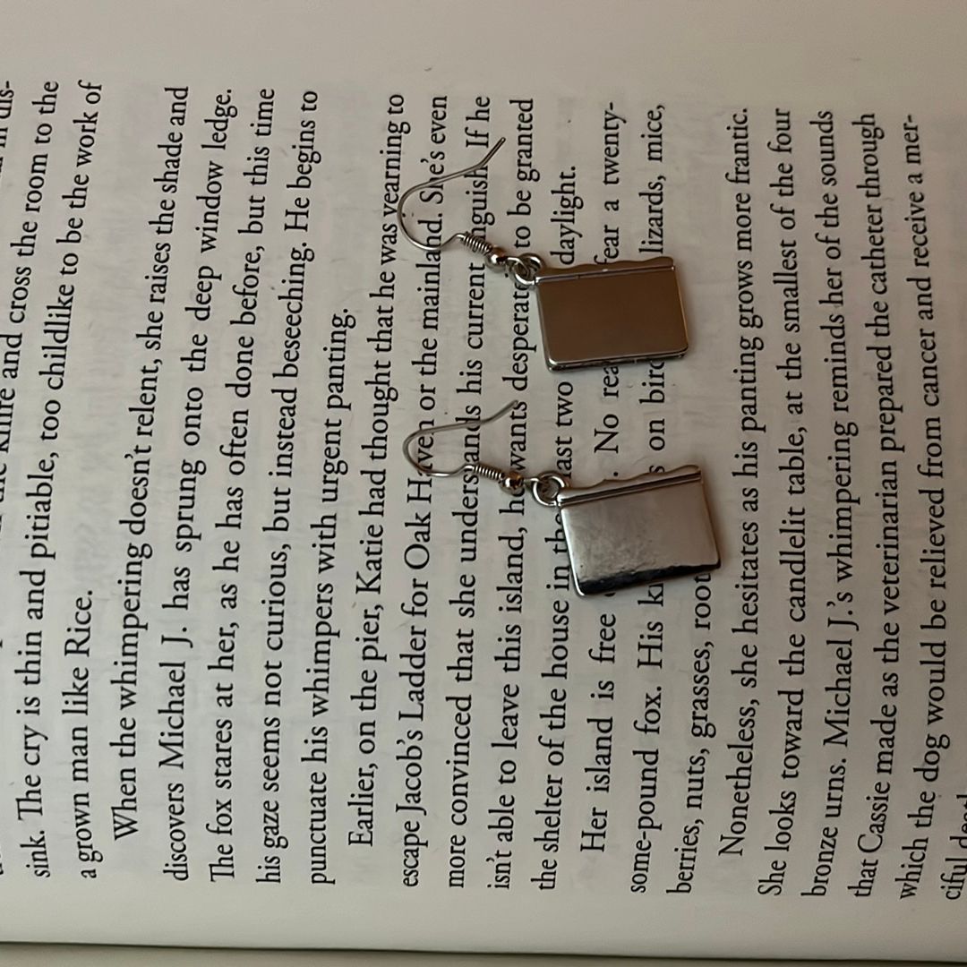 Sense & Sensibility Silver Book Charm Earrings