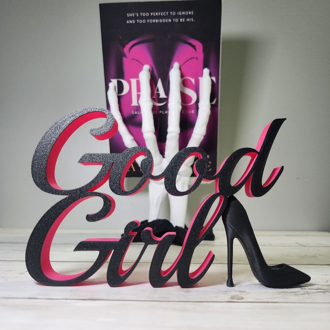 Good Girl Shelf Sign - Black w/ Black Heel