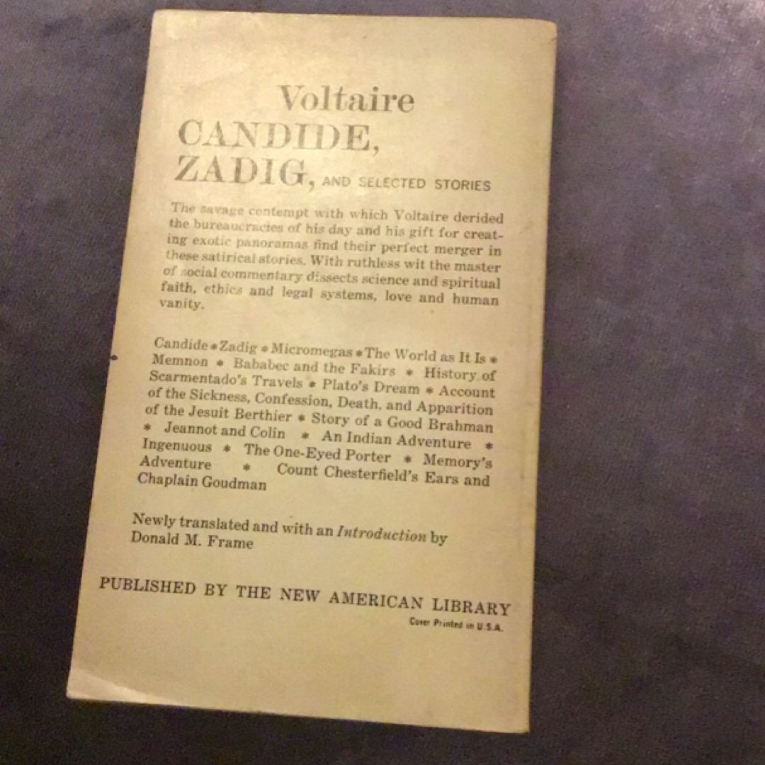 Cadide, Zadig and Selected Stories