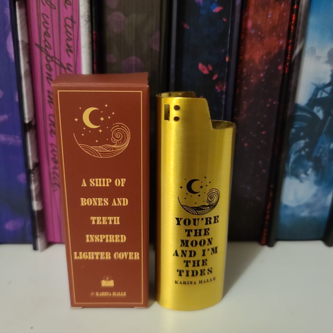 Bookish box lighter cover inspired by A Ship of Bones and Teeth