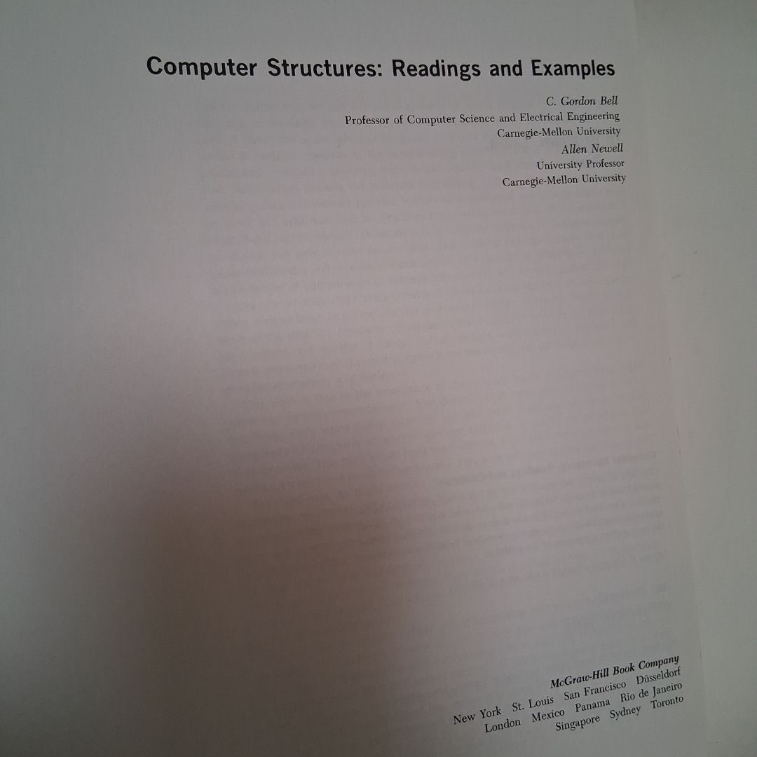 Computer Structures Readings and Examples by C. Gordon Bell, A. Newall