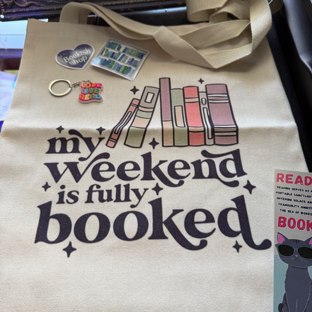 Book things!  Tote, stickers, bookmark and keychain