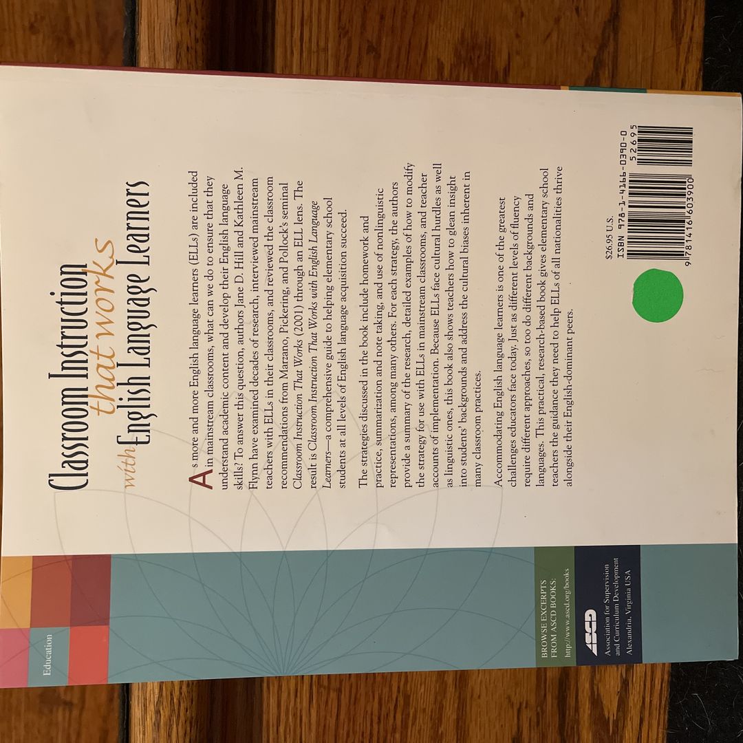 Classroom Instruction That Works with English Language Learners by Jane Hill, Kathleen Flynn