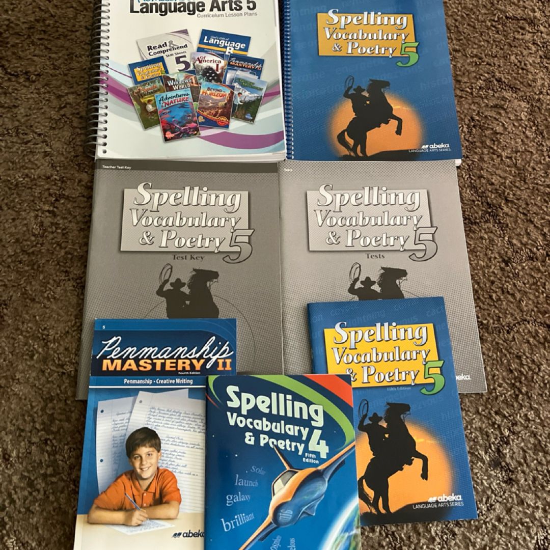 Abeka Homeschool Book Spelling Vocabulary & Poetry 5 Teacher Test Book Key w/CD