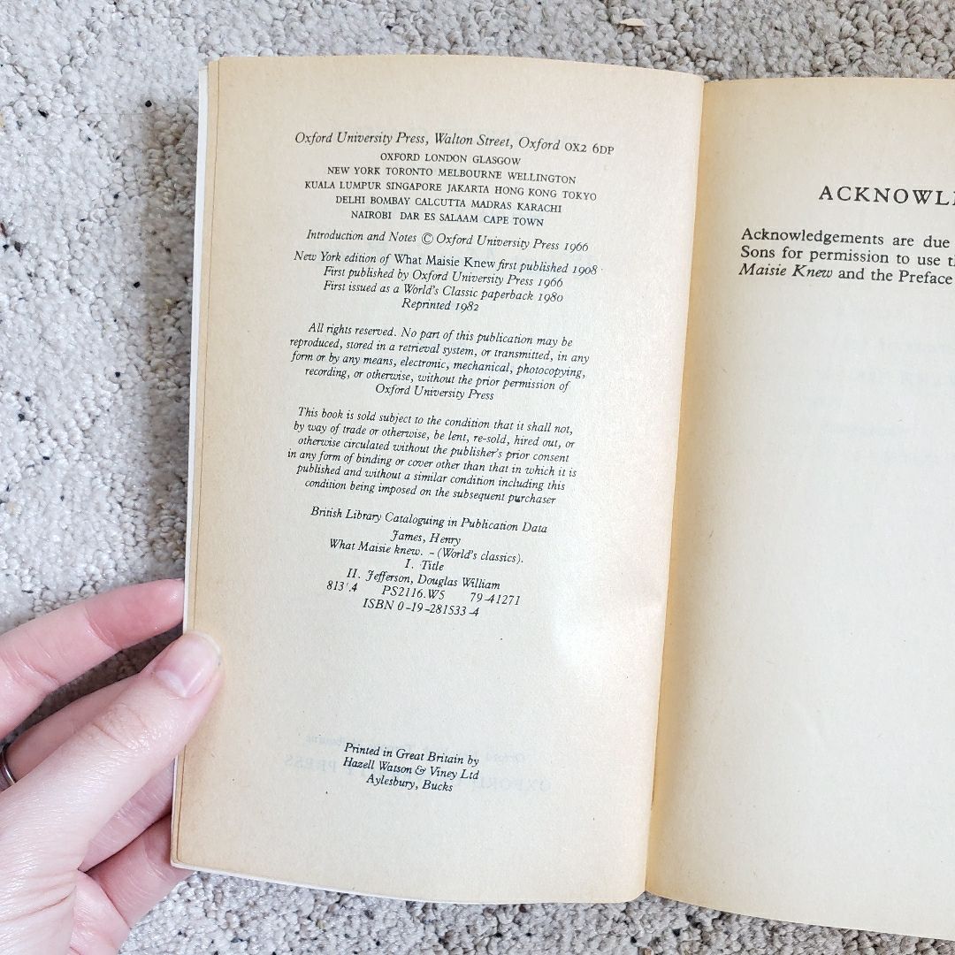What Maisie Knew (The World's Classics Edition, 1982)
