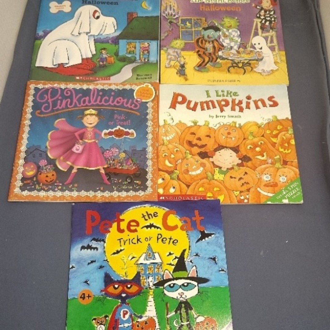 Halloween Kids 5 Book Lot Pete the Cat Clifford Pinkalicious