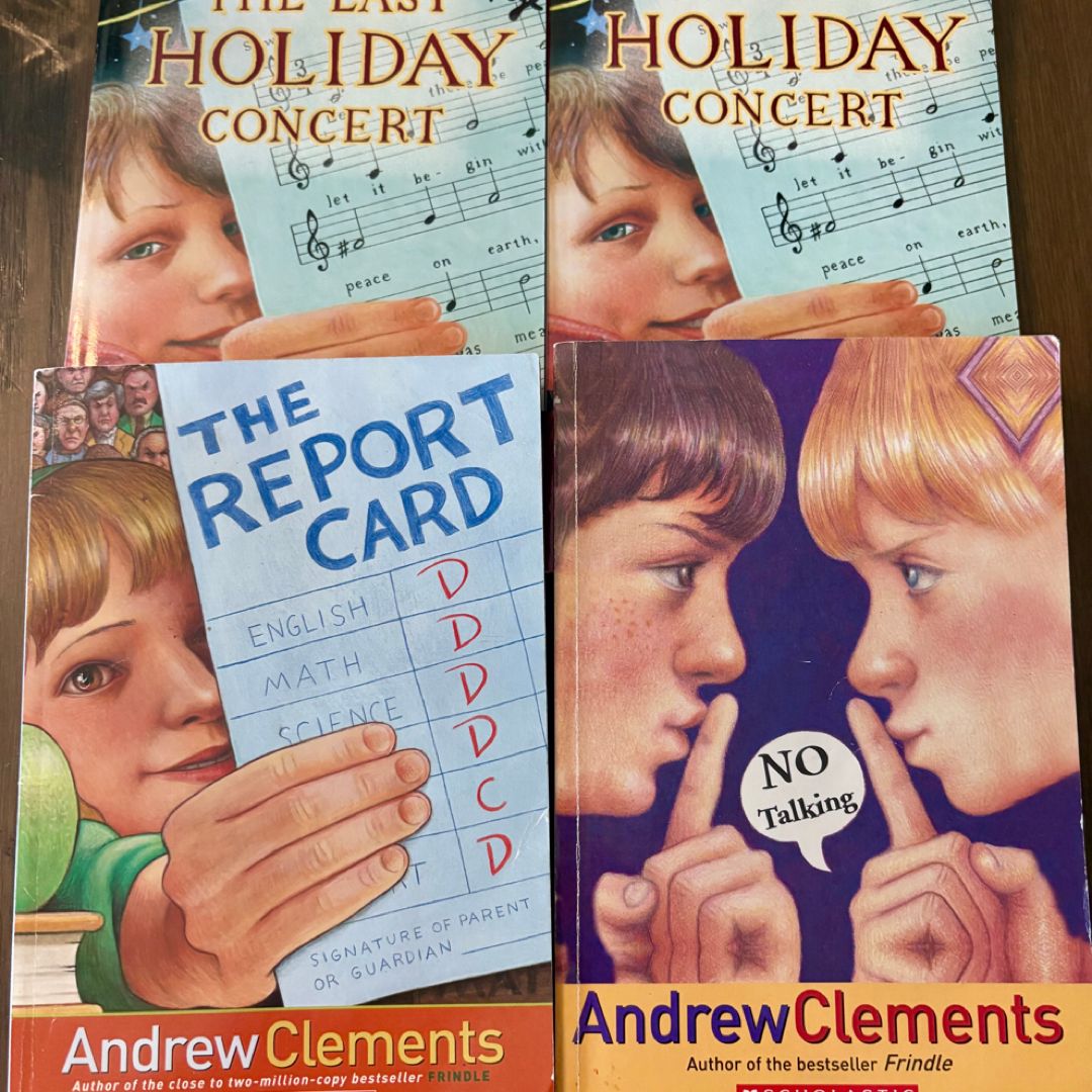 Andrew Clements Book Lot No Talking Report Card Last Holiday Concert PB