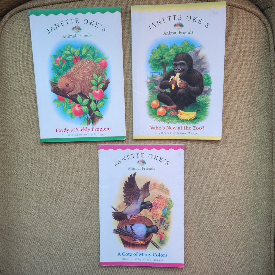 Janette Oke's Animal Friends Bundle: A Cote of Many Colors, Pordy's Prickly Problem & Who's New at the Zoo?