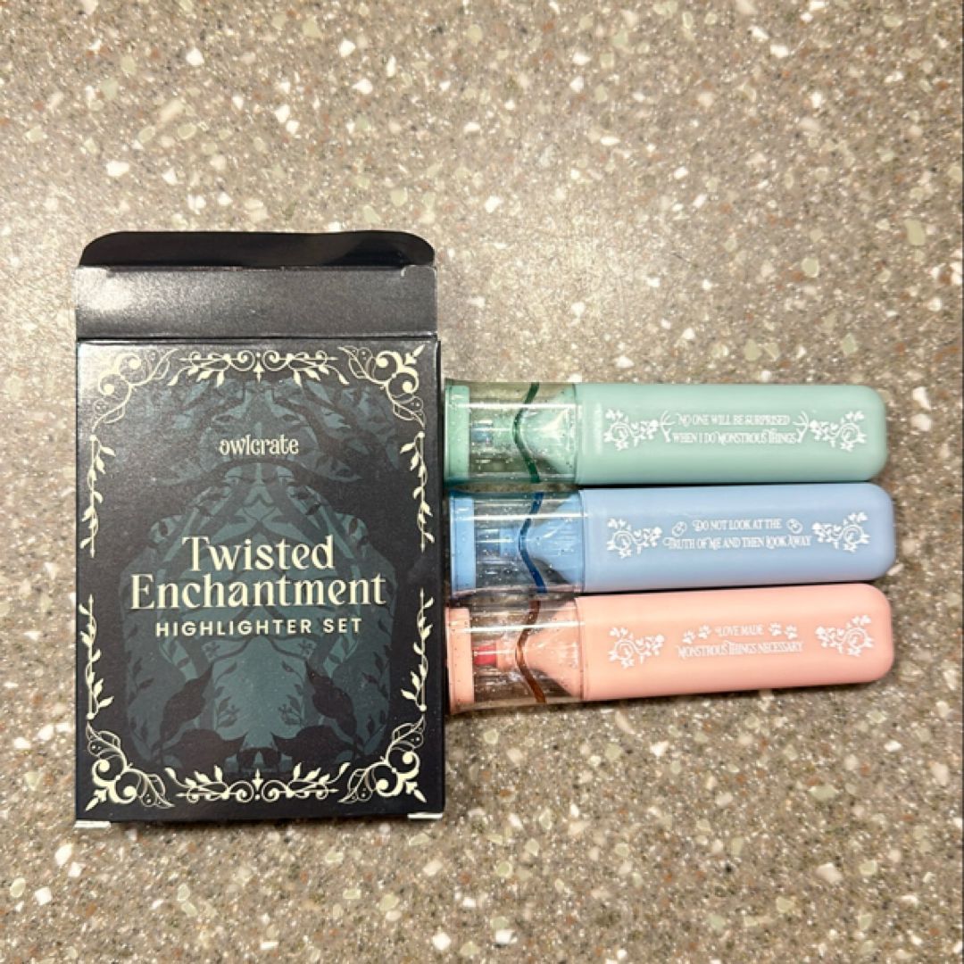 Owlcrate highlighter set - where the dark stands still and juniper and thorn and for the throne