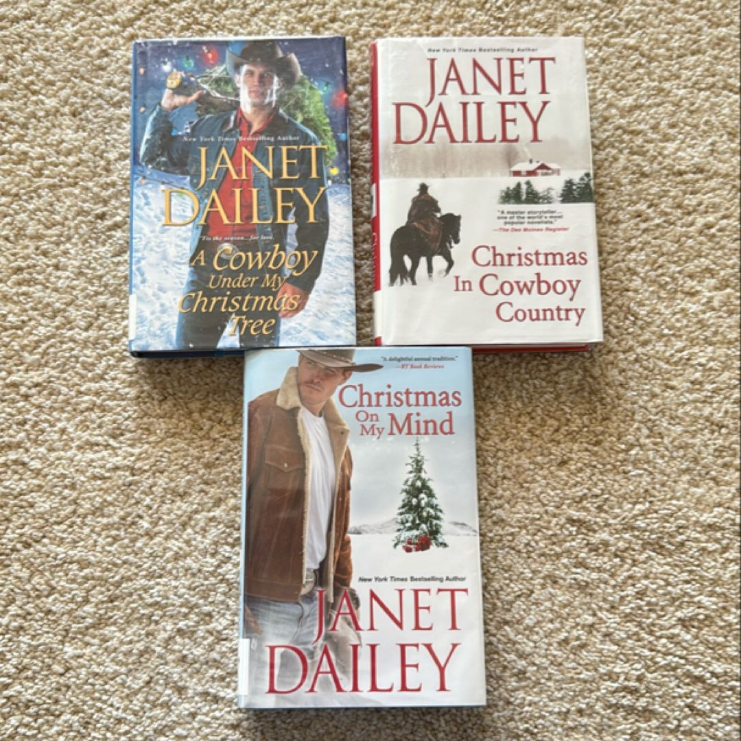 Hardback/Hardcover Cowboy Romance Bundle - Western, Country - A Cowboy Under My Christmas Tree - Christmas In Cowboy Country - Christmas On My Mind - Janet Dailey - Set of 3 - Hallmark movie vibes