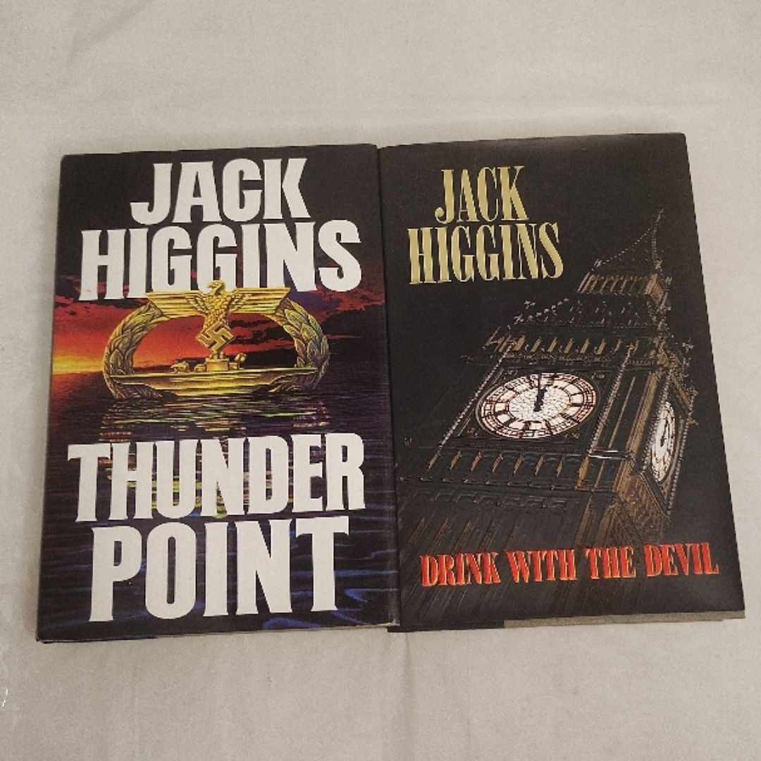 Jack Higgins Hardcover Thriller Lot Thunder Point Drink With the Devil HC DJ