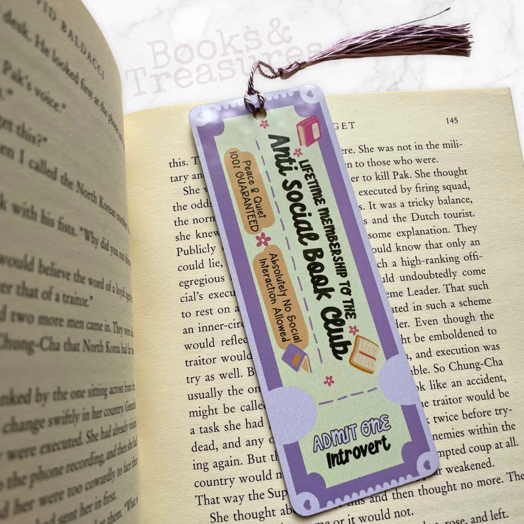 Anti Social Book Club Metal Bookmark Handmade