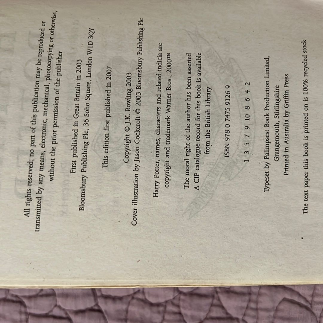 RARE Harry Potter and the Order of the Phoenix