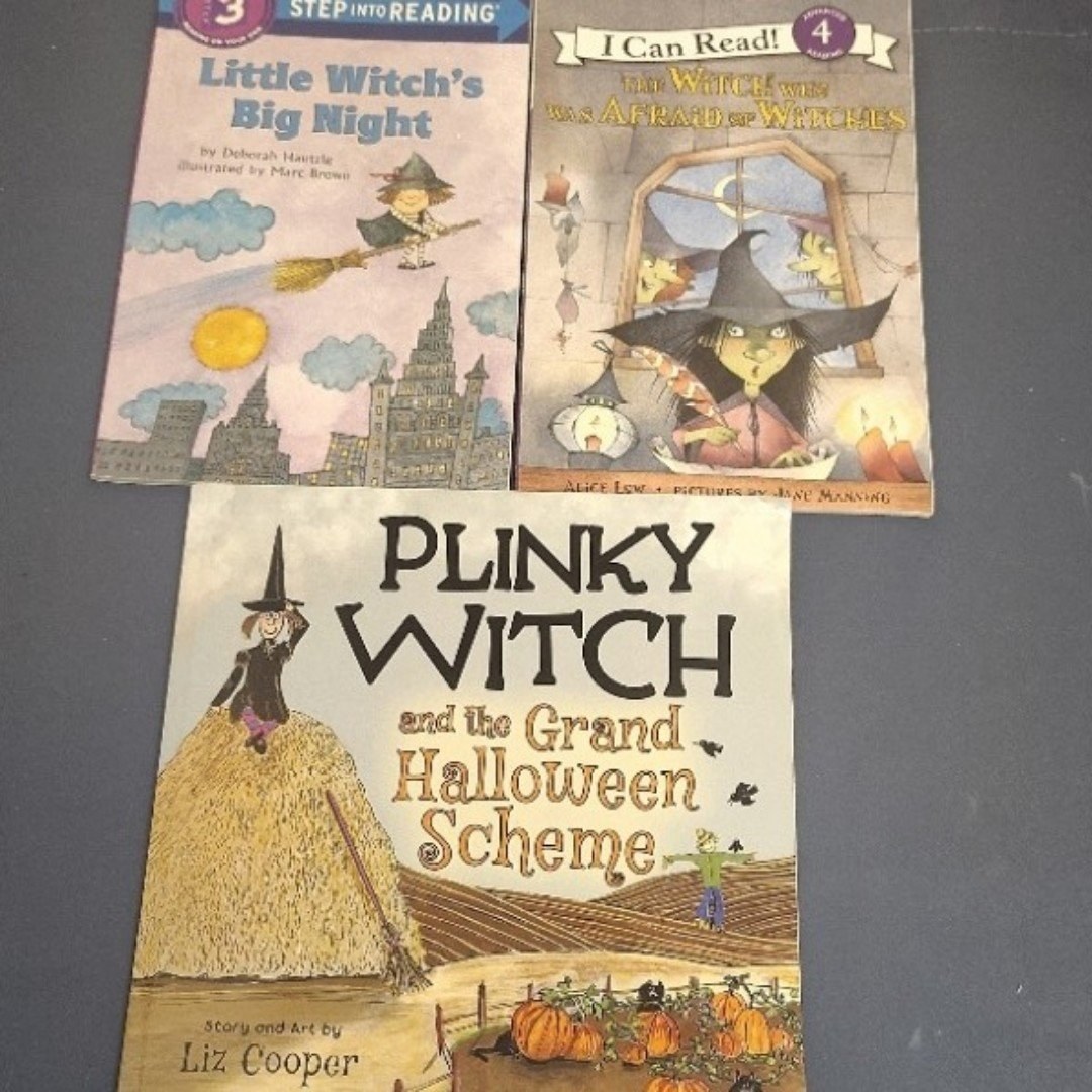 Halloween Witch Kids 3 Book Lot Plinky Witch Big Night Afraid of Witches