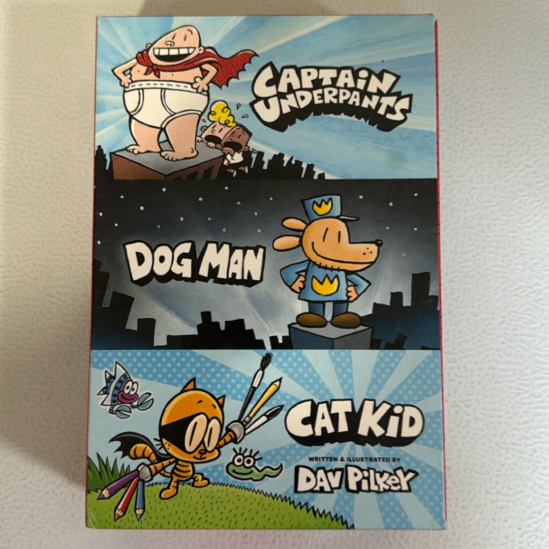 Dav Pilkey's Hero Collection: 3-Book Boxed Set (Captain Underpants #1, Dog Man #1, Cat Kid Comic Club #1)