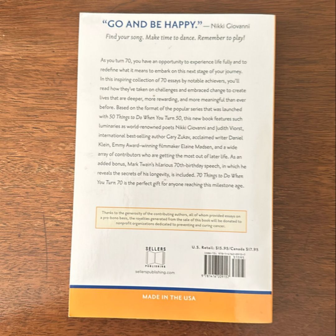 70 Things to Do When You Turn 70 by Ronnie Sellers