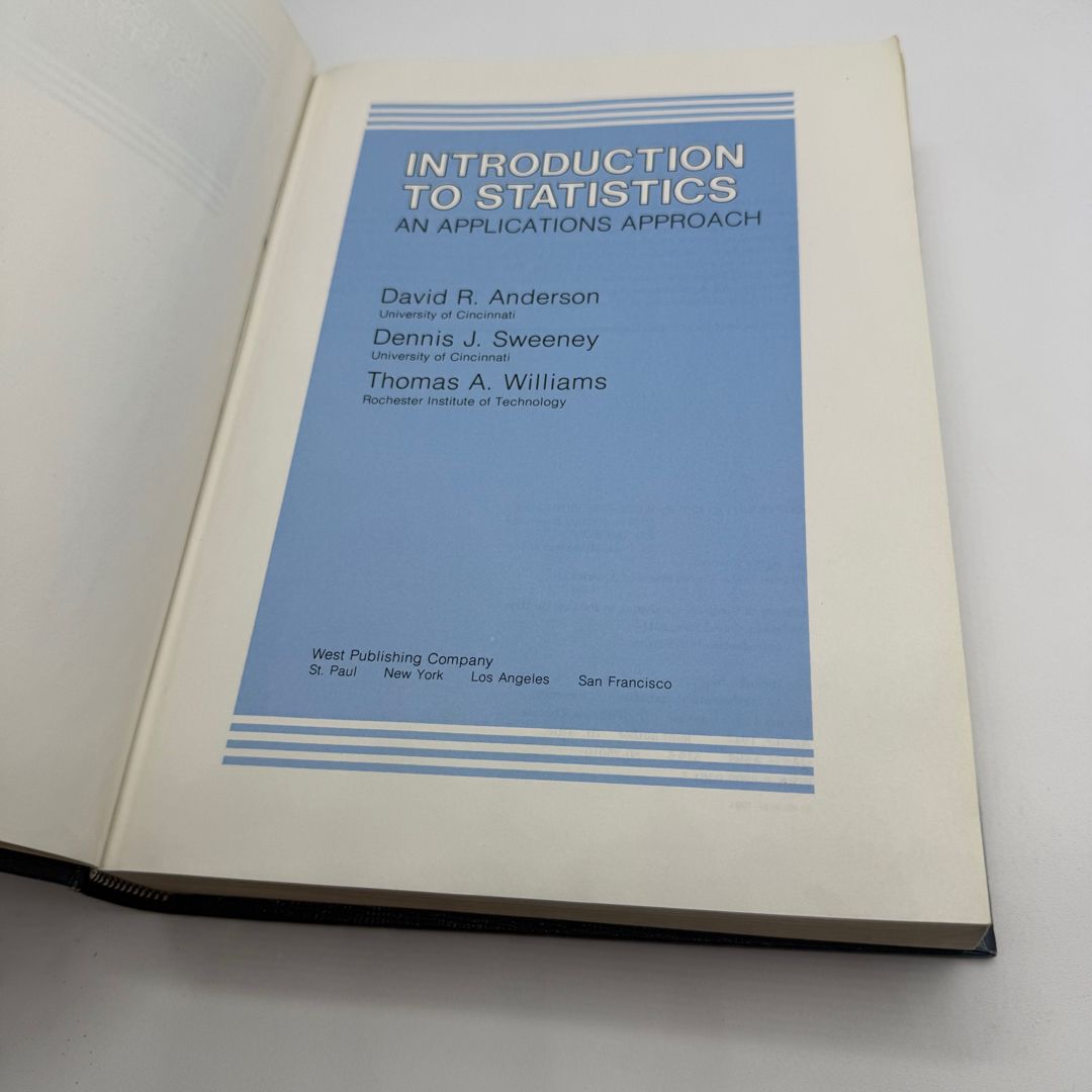 Introduction to Statistics by David R. Anderson, Thomas A. Williams ...