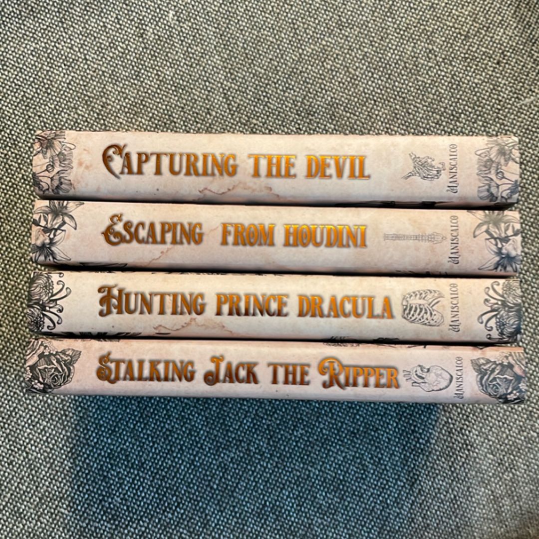 Stalking Jack the Ripper, Hunting Prince Dracula, Escaping from Houdini, Capturing the Devil; The Bookish Box SE (misprints)