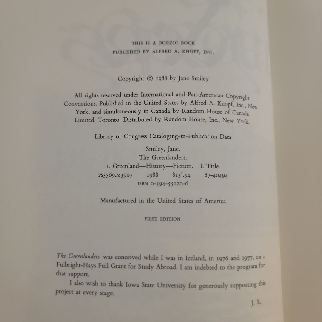 The Greenlanders (1988 First Edition)