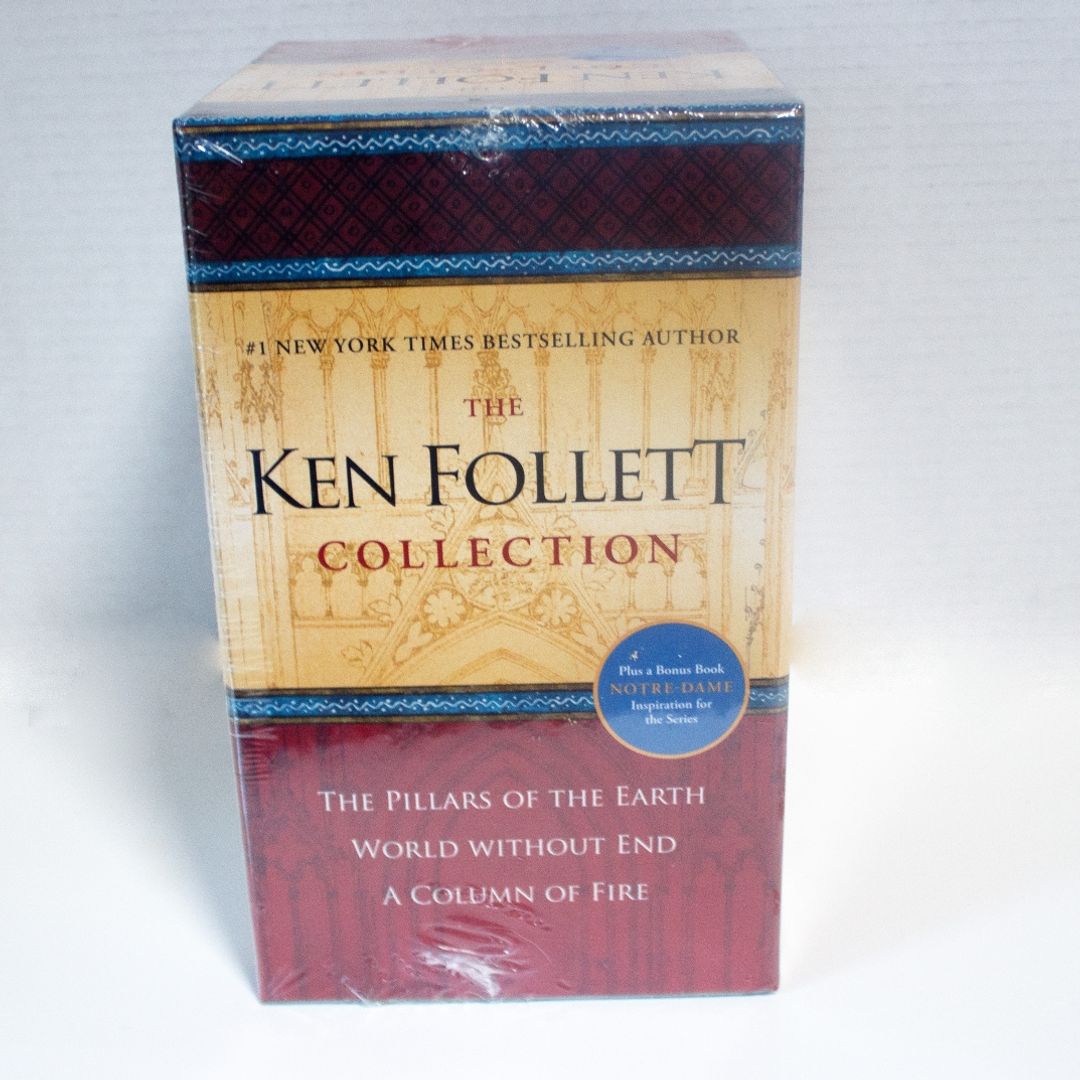 The Ken Follett Collection - Three Book, Boxed Set (With Bonus Book). "The Pillars of the Earth", "World Without End", "A Column of Fire", and "Notre Dame".