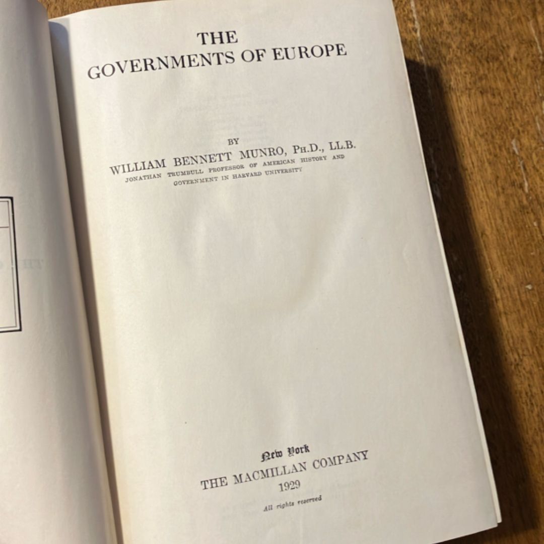 The Governments of Europe (1925)