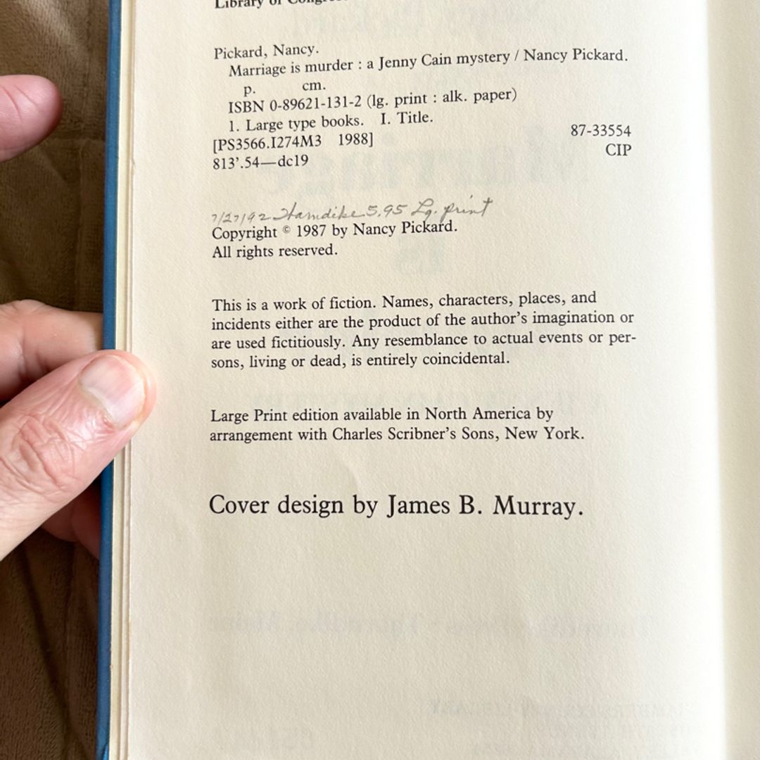 Marriage Is Murder Large Print Ex Lib 3521