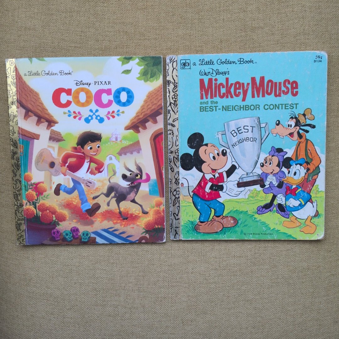 Vintage 1978 Mickey Mouse and the Best-Neighbor Contest & Coco Little Golden Book (Disney/Pixar Coco)