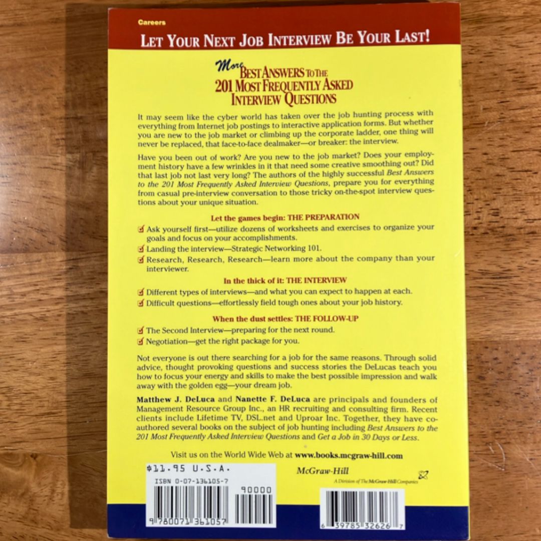 More Best Answers to the 201 Most Frequently Asked Interview Questions ...
