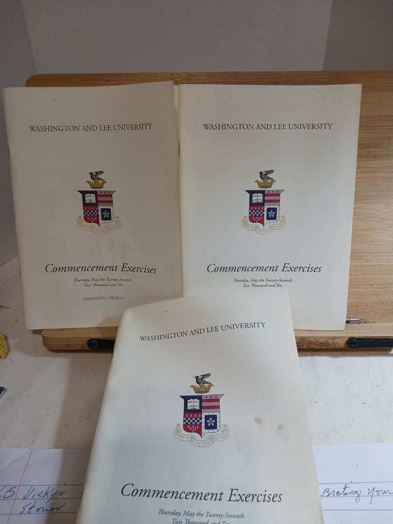 3 Washington and Lee University commencement exercises programs from May 27th 2010. P178