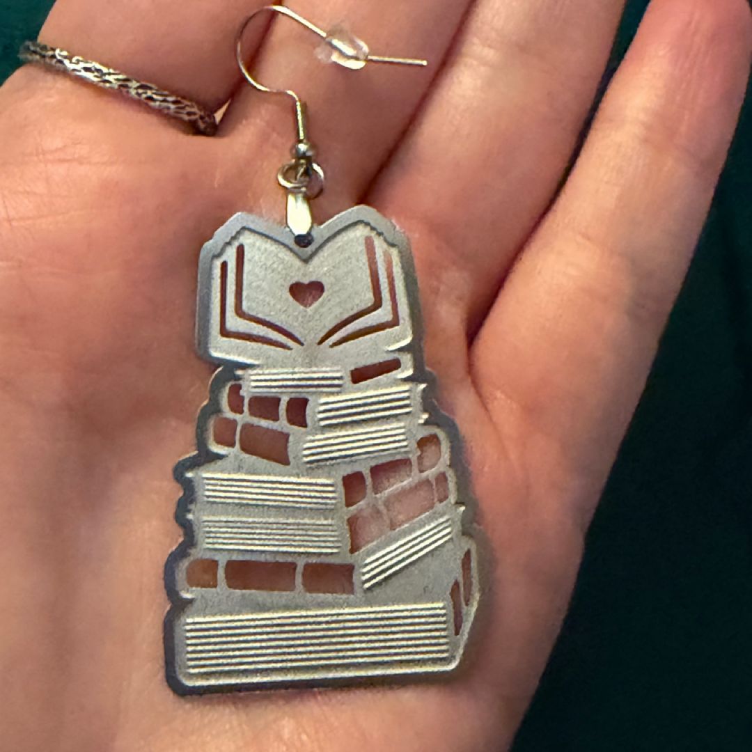 Book stack earrings