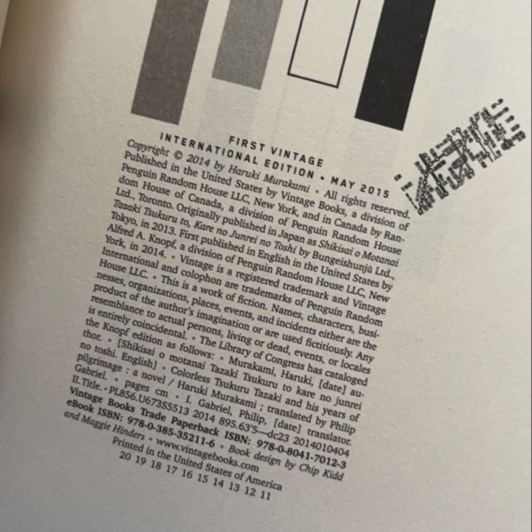 Colorless Tsukuru Tazaki and His Years of Pilgrimage