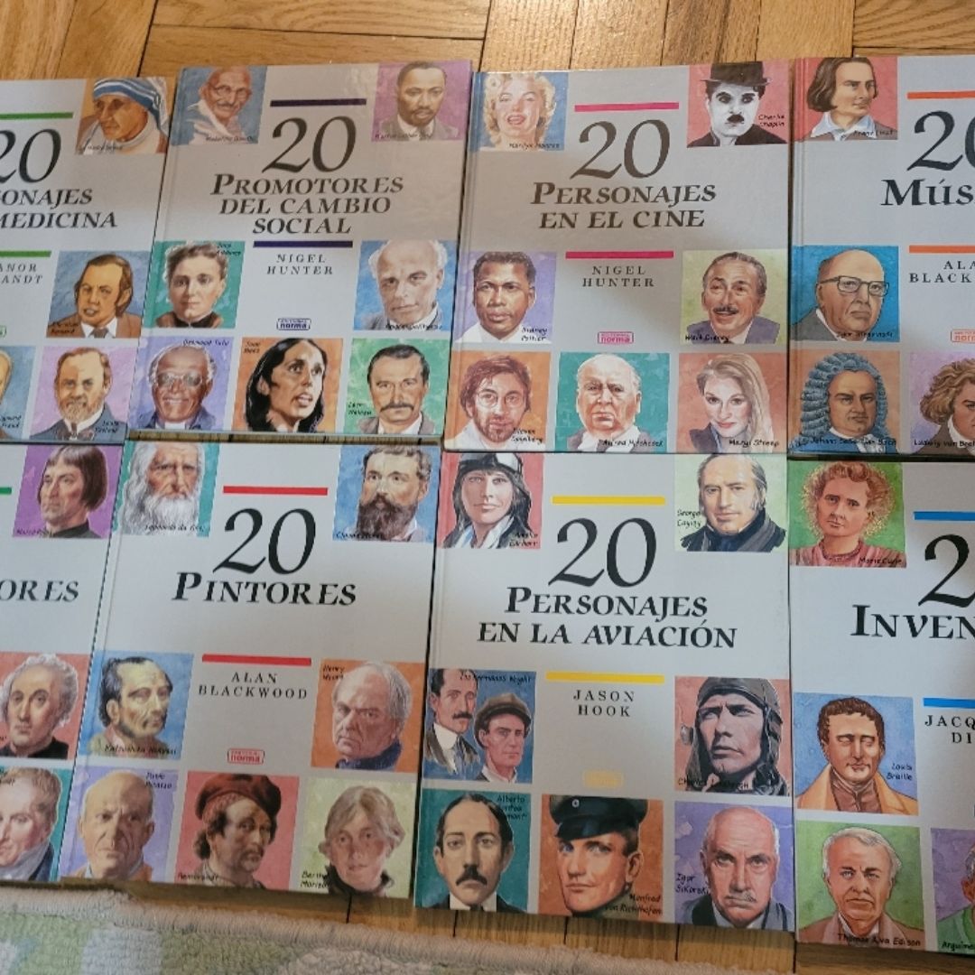 Rare Spanish Biographical Book Collection – 8 Hardcover Volumes – Brand New – 1990 Edition