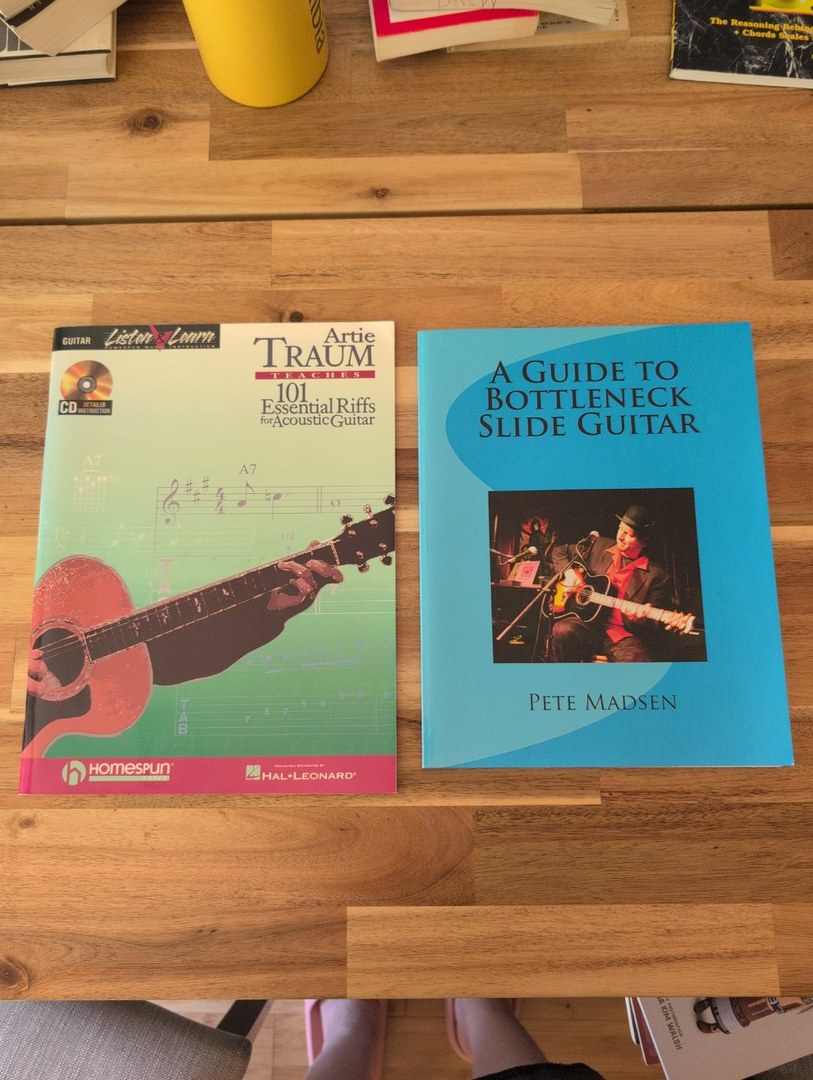 Lot of 2: A Guide to Bottleneck Slide Guitar & 101 Essential Riffs for Acoustic Guitar