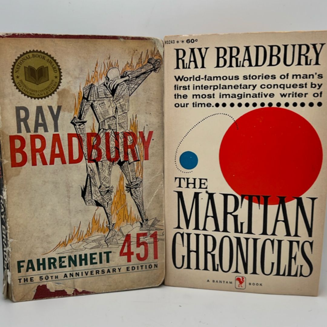 Fahrenheit 451 & The Martian Chronicles Ray Bradbury Sci-Fi Paperback Lot