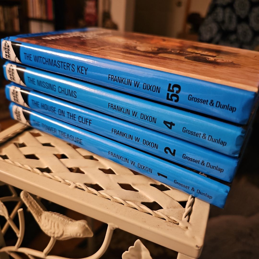[SET OF 4] Hardy Boys 1: The Tower Treasure, 2: The House On The Cliff, 4: The Missing Chums; 55: the Witchmaster's Key