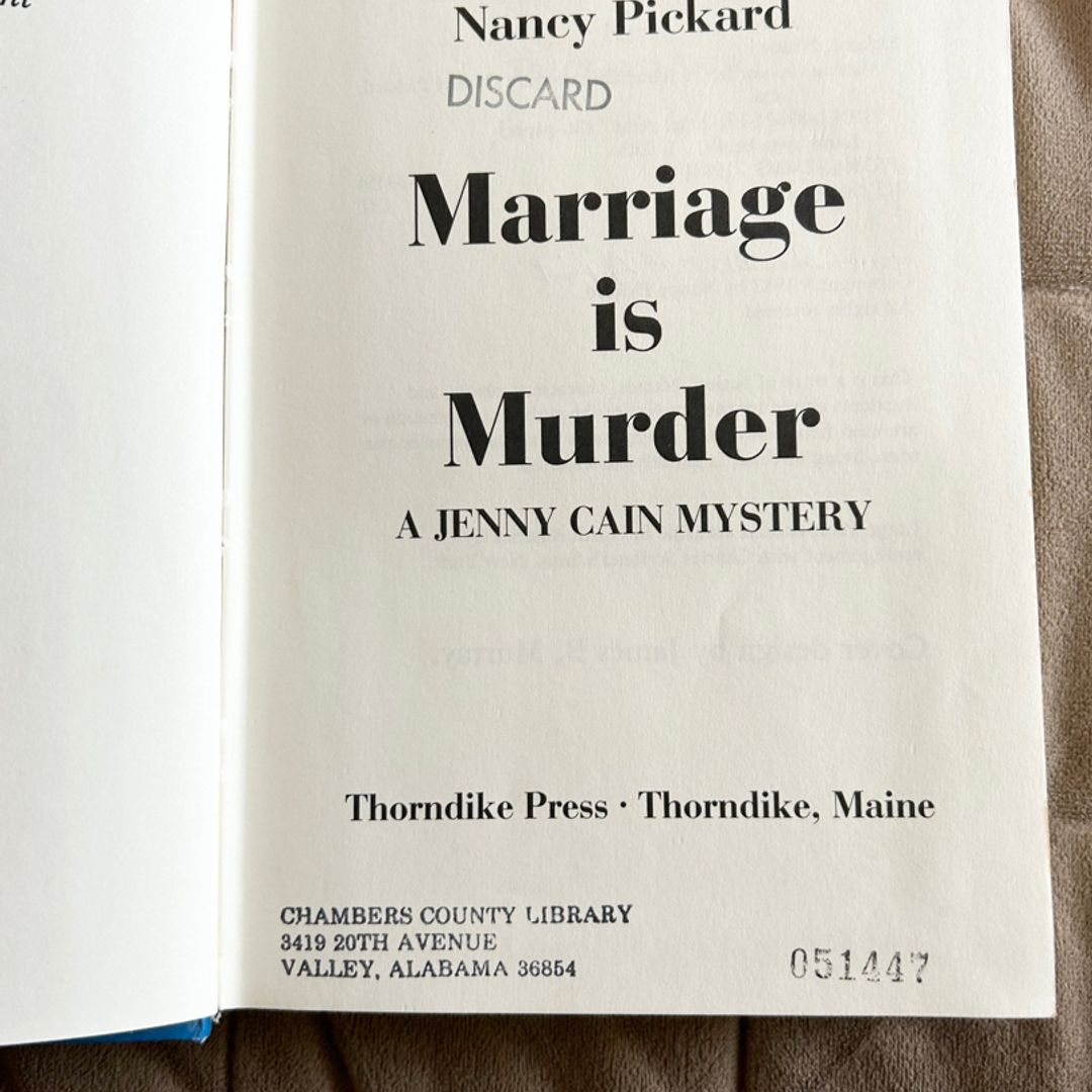 Marriage Is Murder Large Print Ex Lib 3521