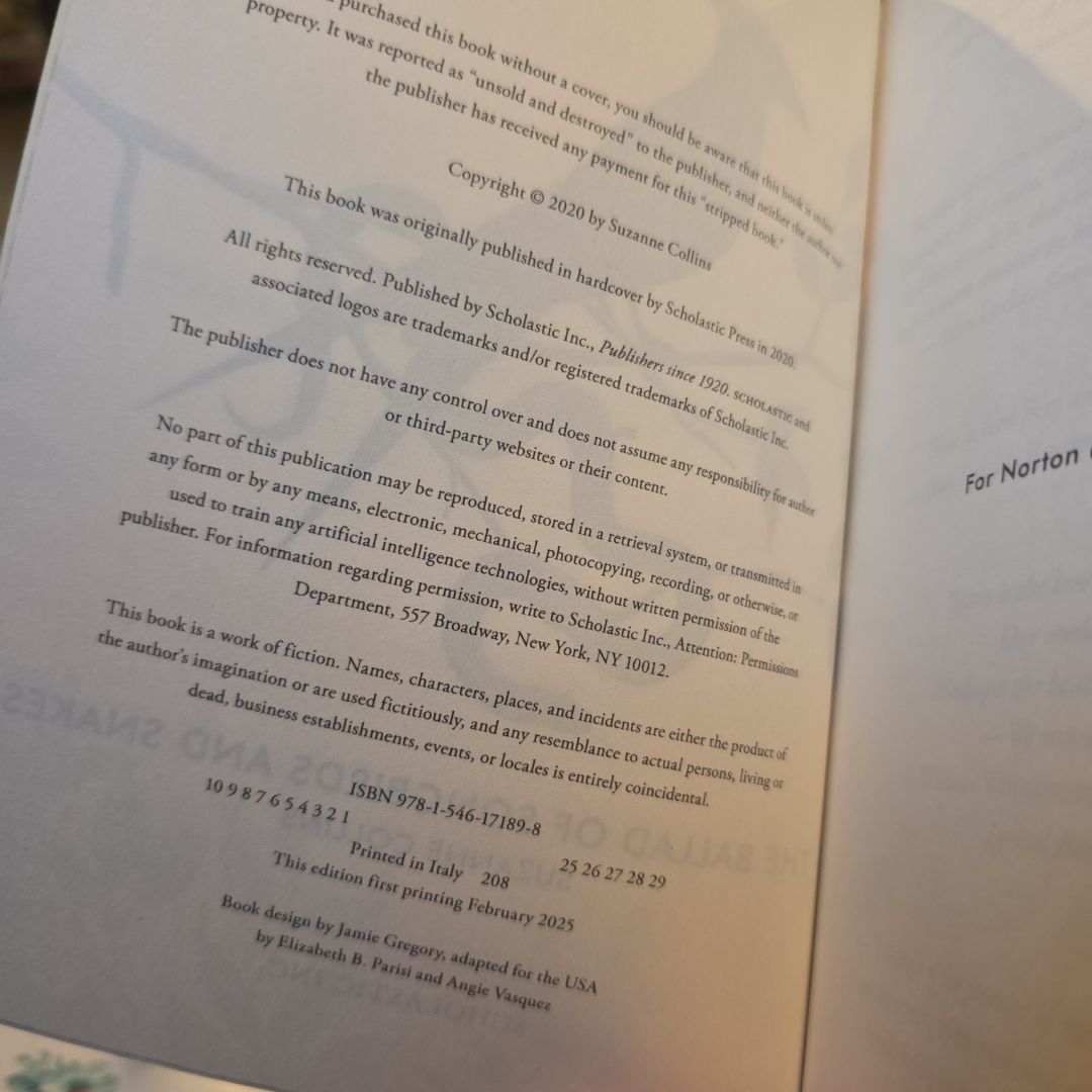 *Deluxe Edition, Sprayed Edges* The Ballad of Songbirds and Snakes (Prequel to The Hunger Games Trilogy) <First Edition, First Printing>