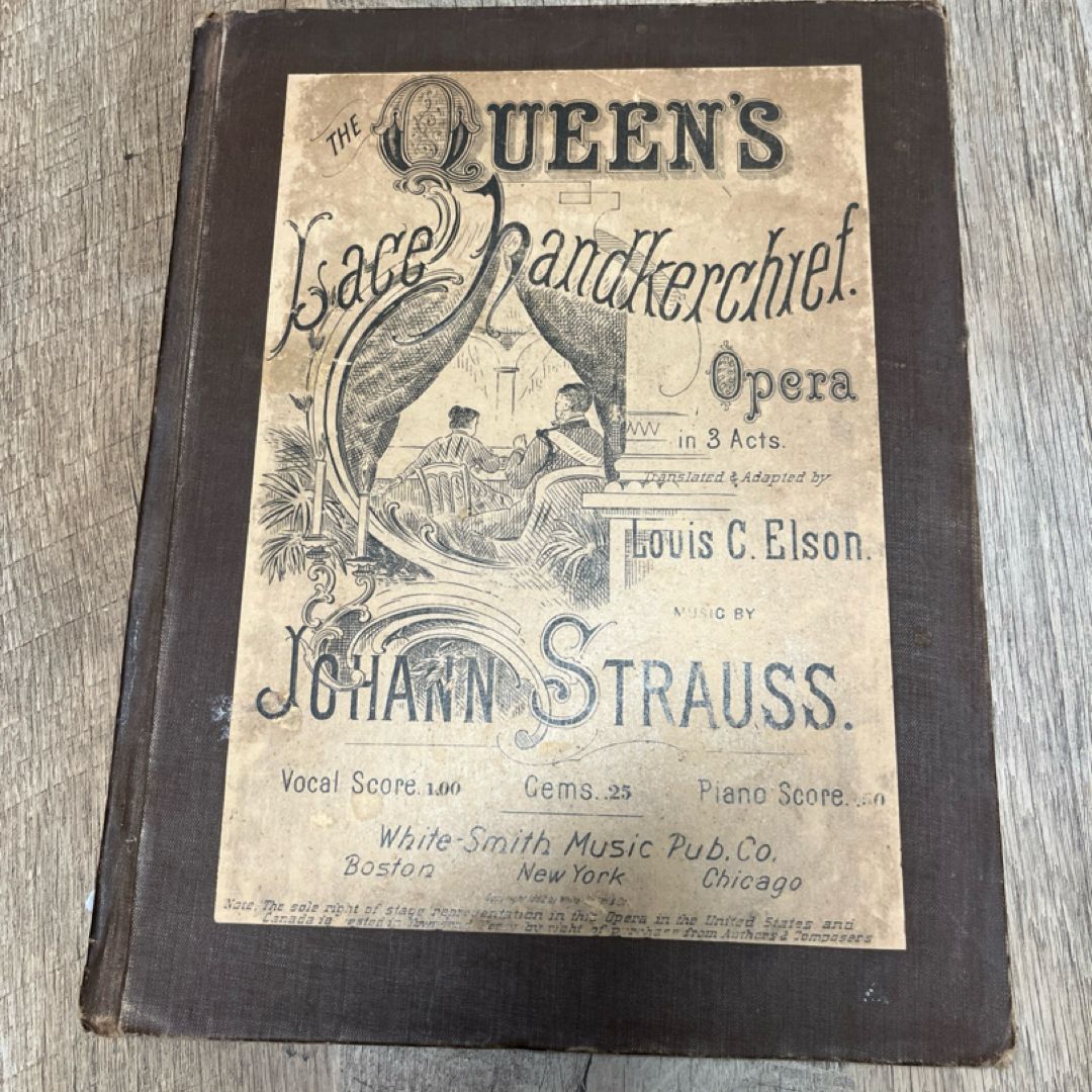The QUEEN's Lace Handkerchief by Johann Strauss II  Rare Book 1894