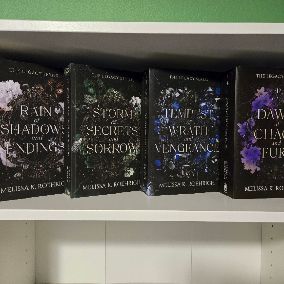 OOP indie covers Rain of Shadows and Endings, Storm of Secrets and Sorrow, Tempest of Wrath and Vengeance, Dawn of Chaos and Fury