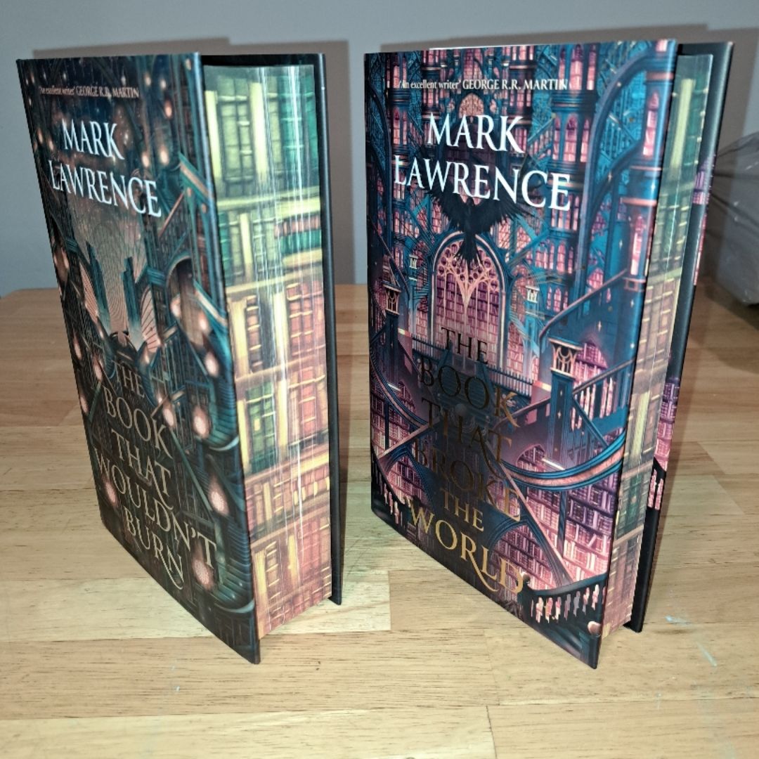 Locked Library special edition The Book That Wouldn't Burn and The Book that Broke the World by Mark Lawrence