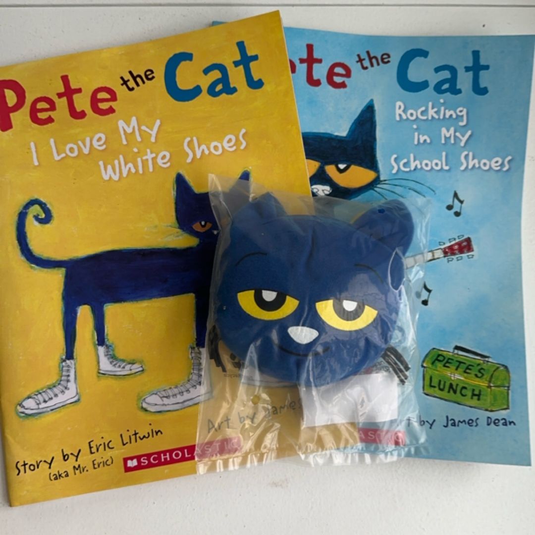 NEW Pete the Cat Pack: 2 books and Pete head