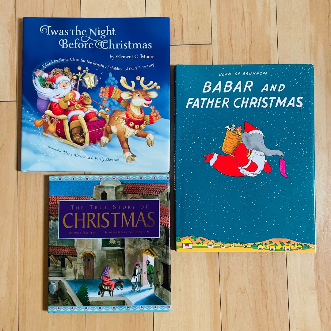 Christmas Bundle-Lot of 3; The True Story of Christmas, Twas the Night Before Christmas, Babar & Father Christmas
