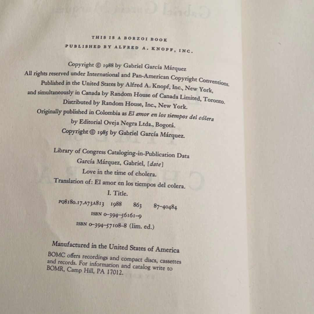 Love in the Time of Cholera