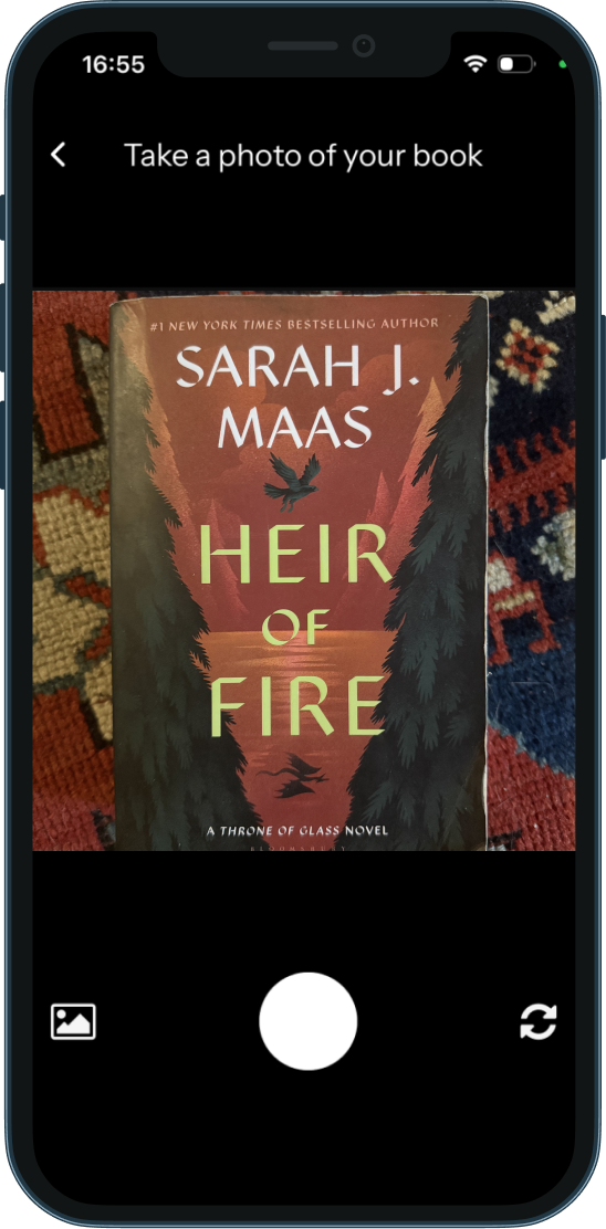 App screenshot of snap your book